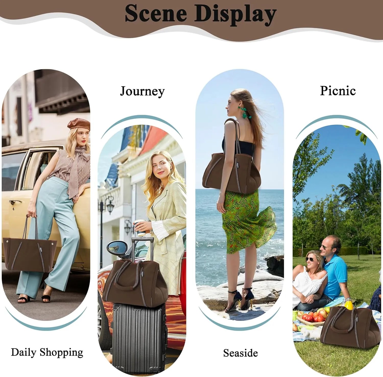 QOGiR Neoprene Multipurpose Beach Bag Tote with Inner Zipper Pocket … … … …