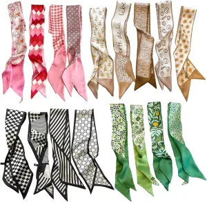 QTMY 17 Pack Purse Scarf for Bags Silk Head Scarf for Hair Handbag Women Scarfs Band Hair Neck Scarves Fashion