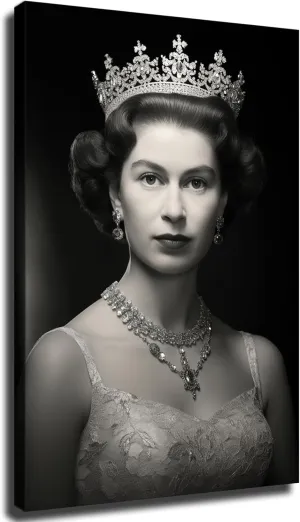 Queen Elizabeth Wearing Her Crown Poster Canvas Wall Art Picture Print Modern Home Bedroom with Frameless Decor (Unframed,12×18inch)