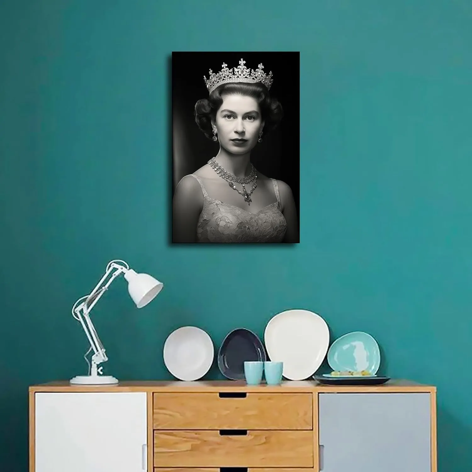 Queen Elizabeth Wearing Her Crown Poster Canvas Wall Art Picture Print Modern Home Bedroom with Frameless Decor (Unframed,12×18inch)