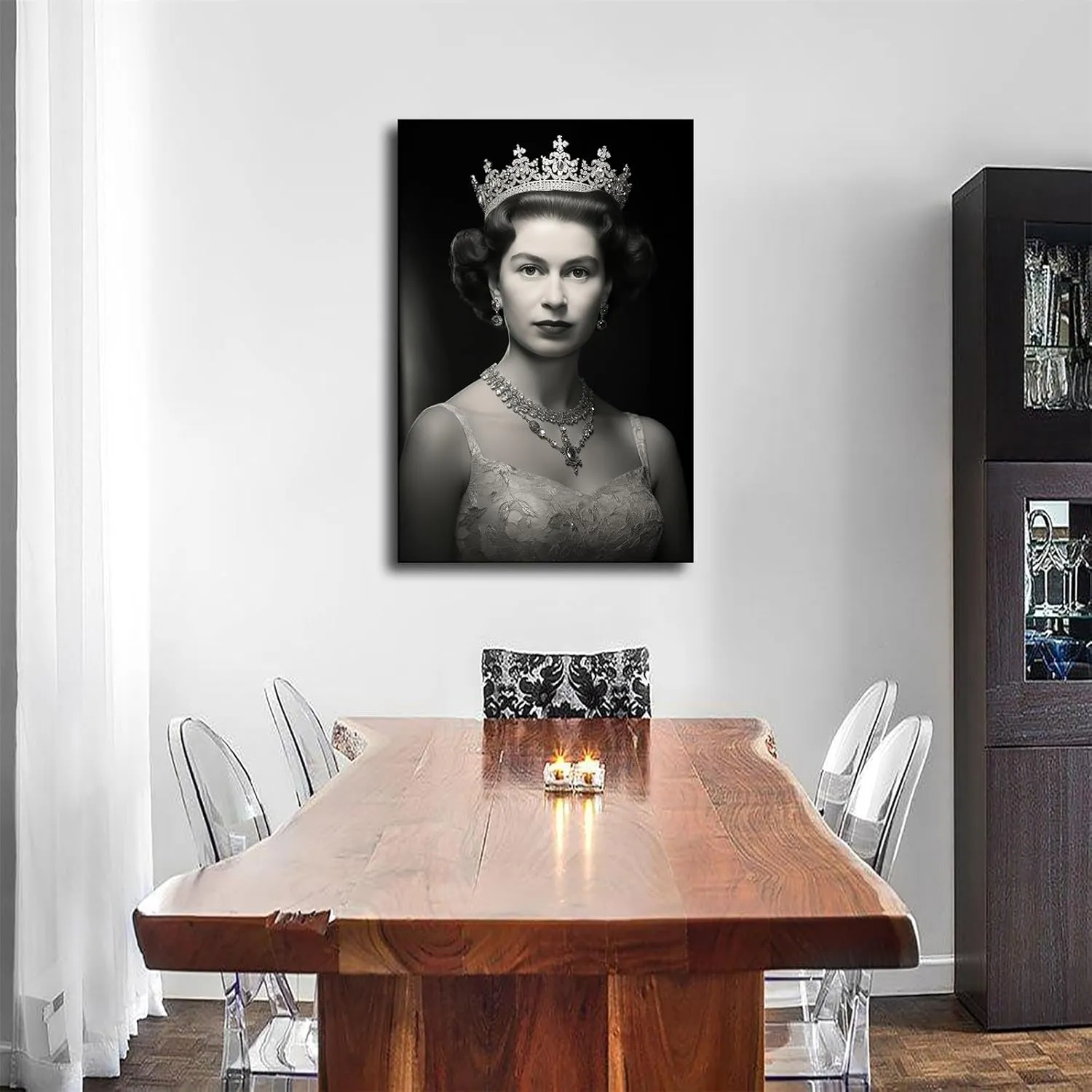 Queen Elizabeth Wearing Her Crown Poster Canvas Wall Art Picture Print Modern Home Bedroom with Frameless Decor (Unframed,12×18inch)