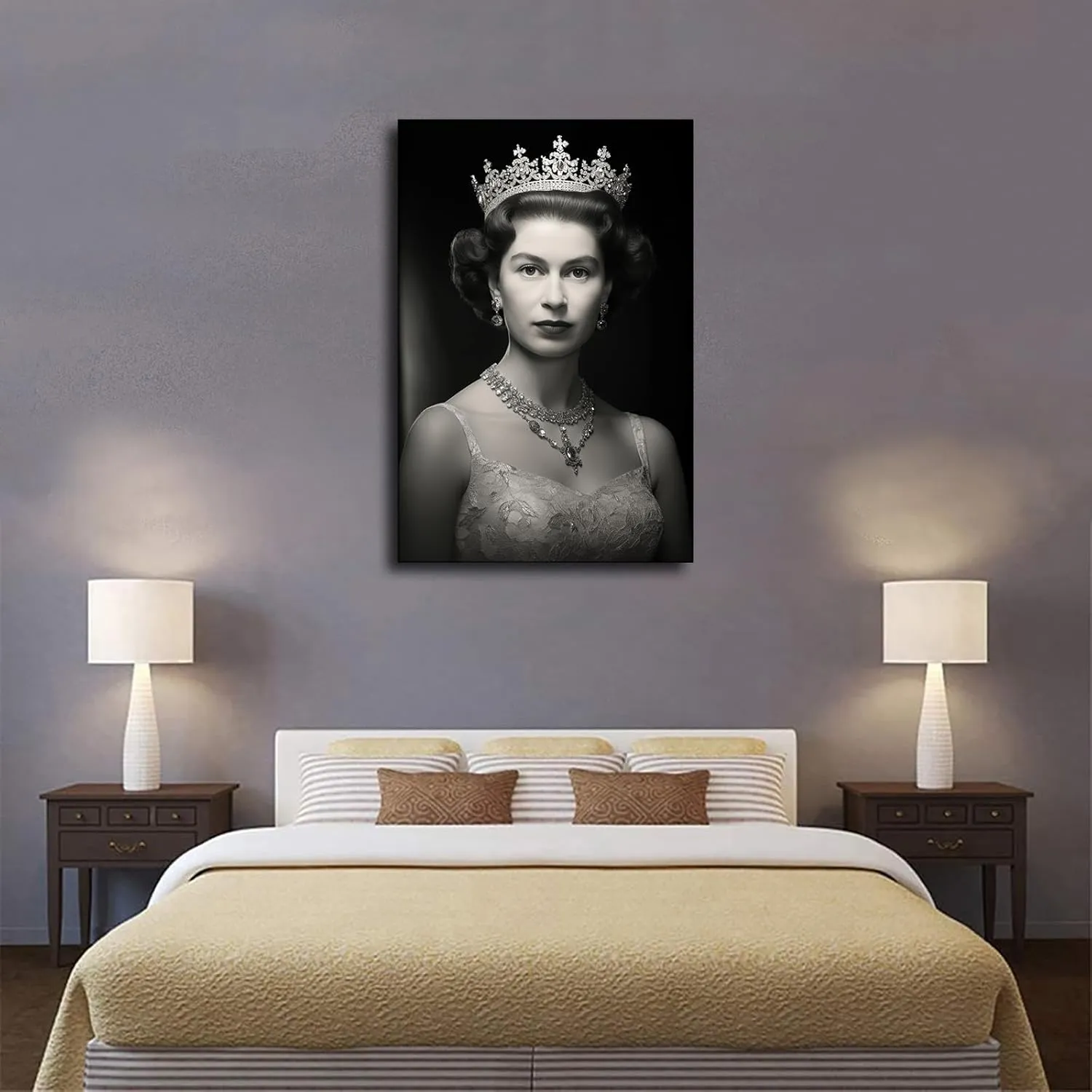 Queen Elizabeth Wearing Her Crown Poster Canvas Wall Art Picture Print Modern Home Bedroom with Frameless Decor (Unframed,12×18inch)