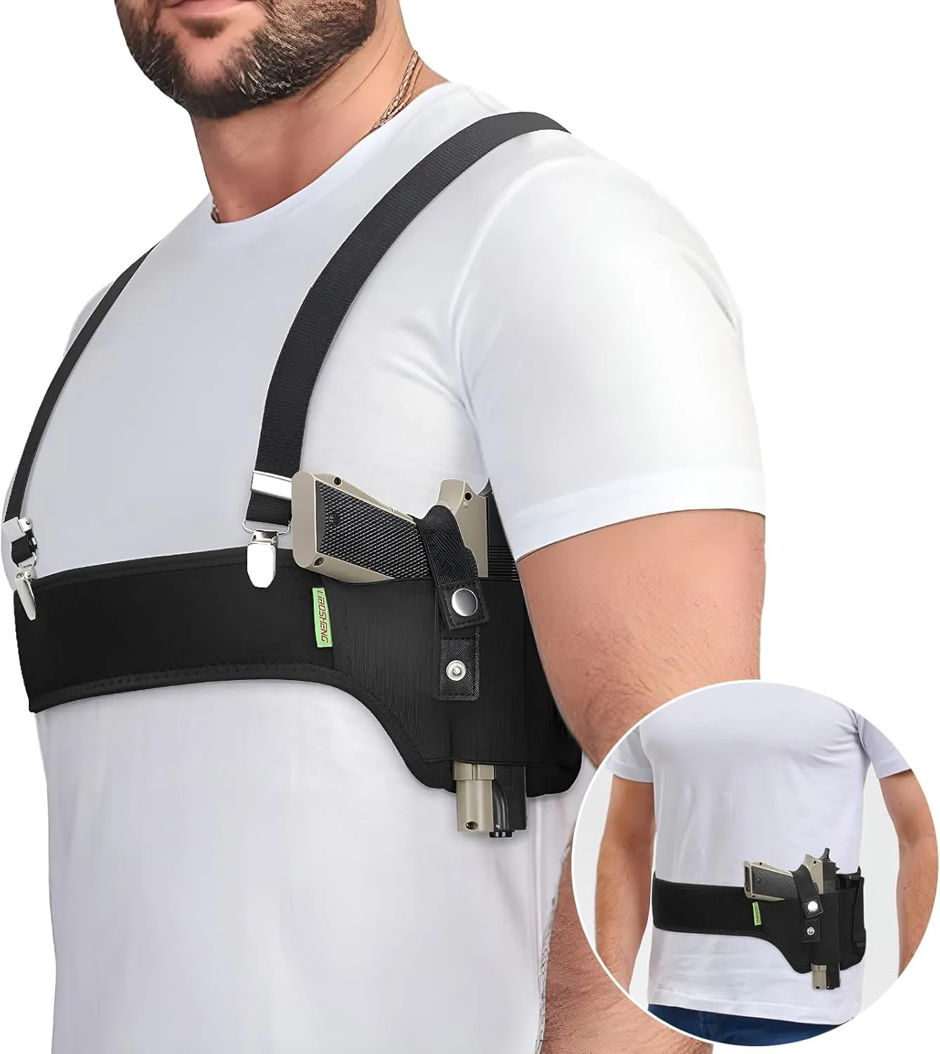 Quick Pull Shoulder Holster Belly Band Holster for Concealed Carry Men/Women Universal,Fit 9mm,Compact, Glock, Ruger LCP, LC9, Sig P365 Etc Other Similar Sized Pistols