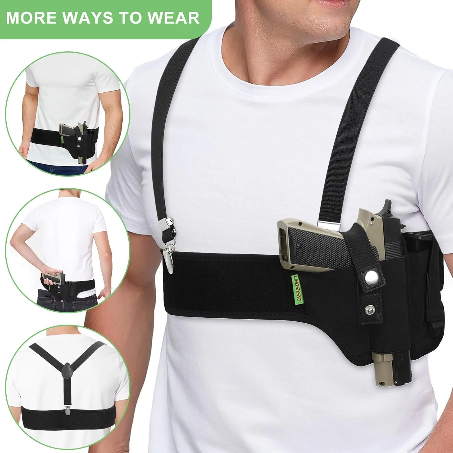 Quick Pull Shoulder Holster Belly Band Holster for Concealed Carry Men/Women Universal,Fit 9mm,Compact, Glock, Ruger LCP, LC9, Sig P365 Etc Other Similar Sized Pistols