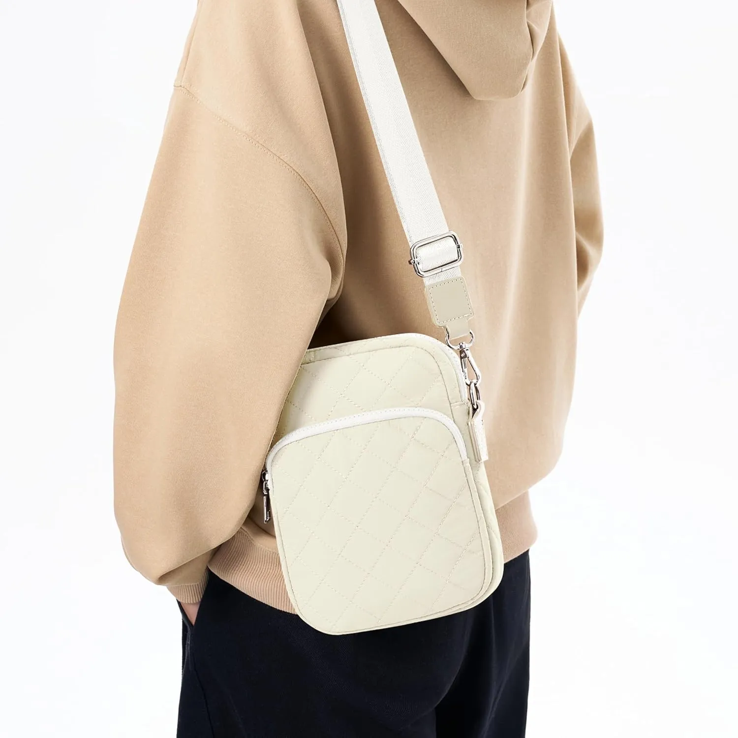 Quilted Crossbody Bag Small Women Shoulder Bags Purses Handbag Backpack Puffer Soft Fashion Design Magnetic and Zipper Pocket