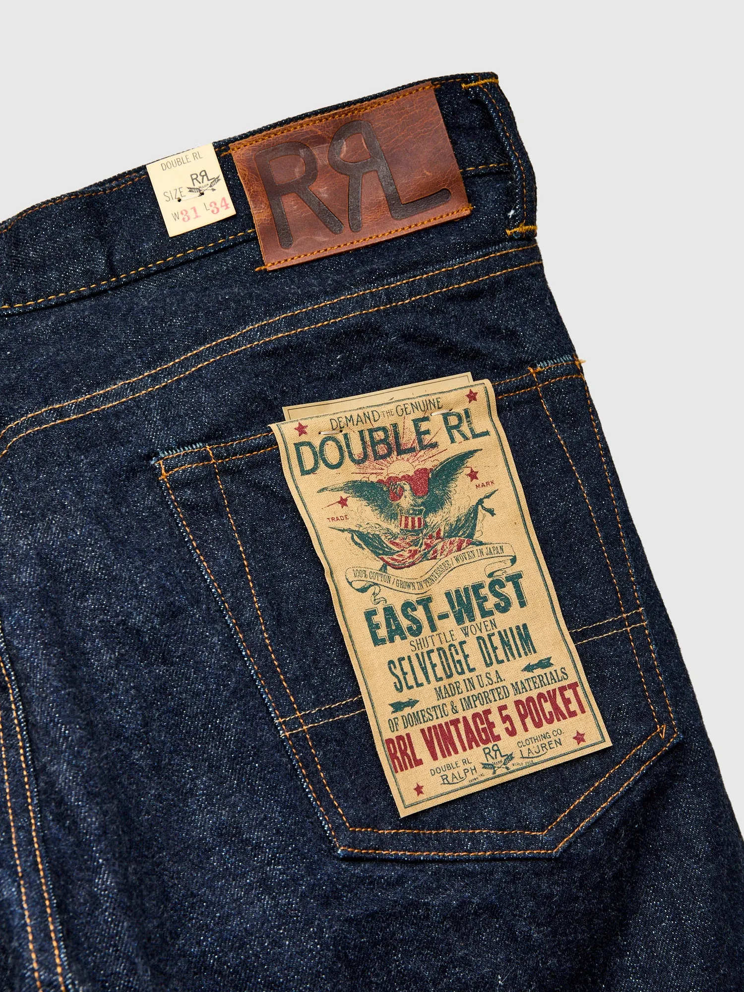"East-West" 16oz Rinsed Selvedge Denim - Full Straight Fit