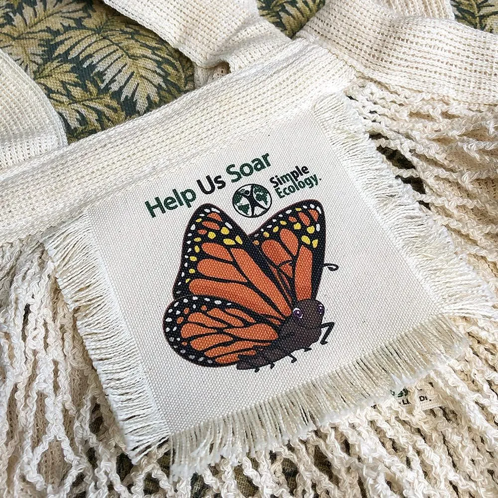"Help Us Soar" Simple Ecology Organic Cotton Reusable Monarch Butterfly Gift & Starter Set (string produce saver bags, food storage, bulk bin, with tare weight tag and drawstring, waste free)