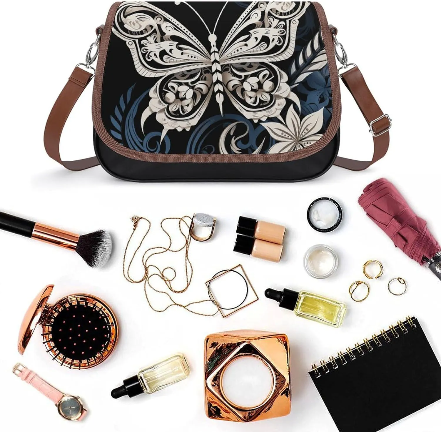 Rainbow Color Stripe Crossbody Bags for Women Travel Shoulder Bag Small Leather Cross Body Handbags