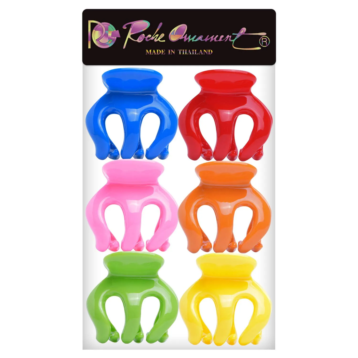 RC ROCHE ORNAMENT 6 Pcs Womens Pumpkin Hair Secure No Slip Grip Claw Clips Styling Plastic Strong Durable Comfortable Hold Premium Quality Beauty Accessory Girls, Large Rainbow Multicolor