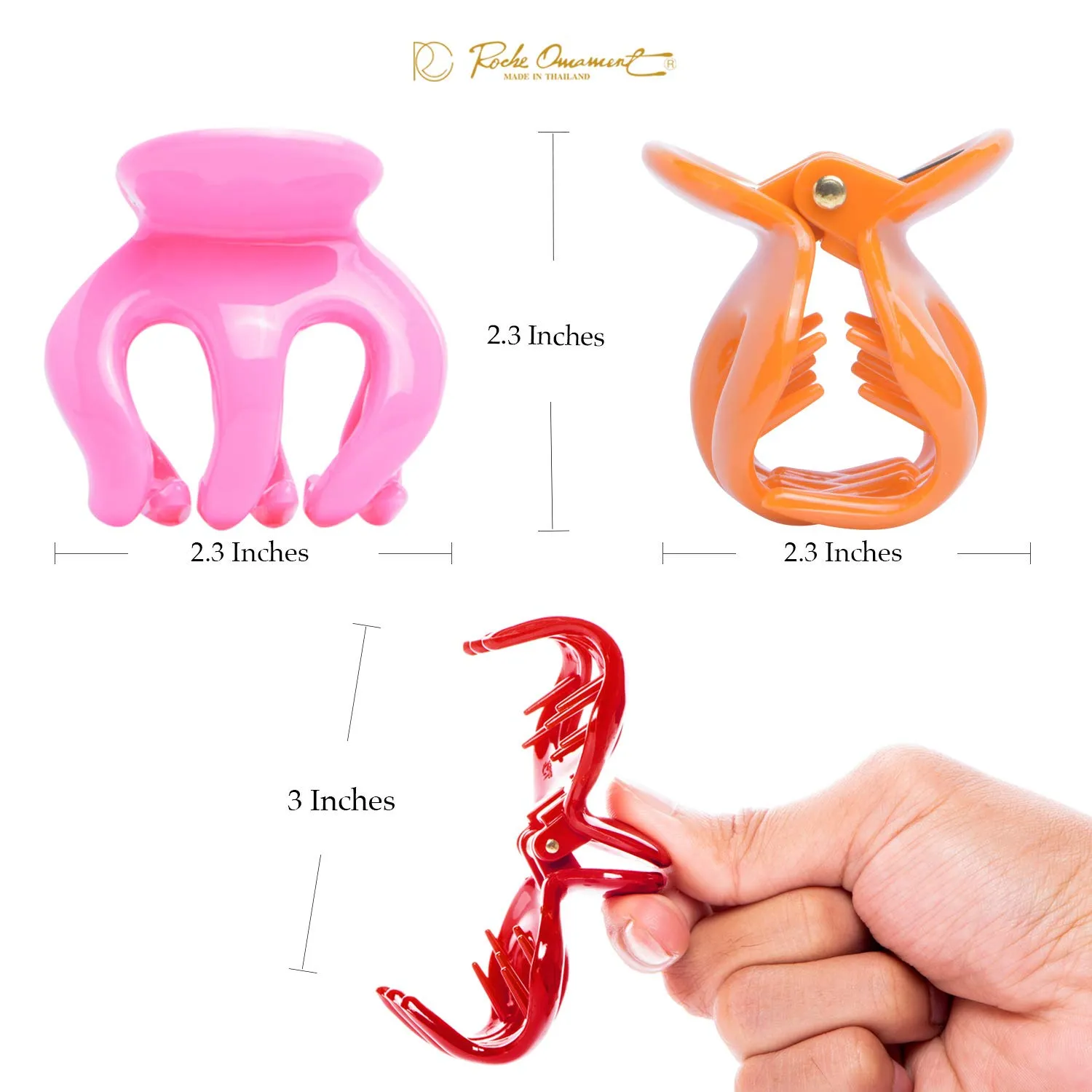 RC ROCHE ORNAMENT 6 Pcs Womens Pumpkin Hair Secure No Slip Grip Claw Clips Styling Plastic Strong Durable Comfortable Hold Premium Quality Beauty Accessory Girls, Large Rainbow Multicolor