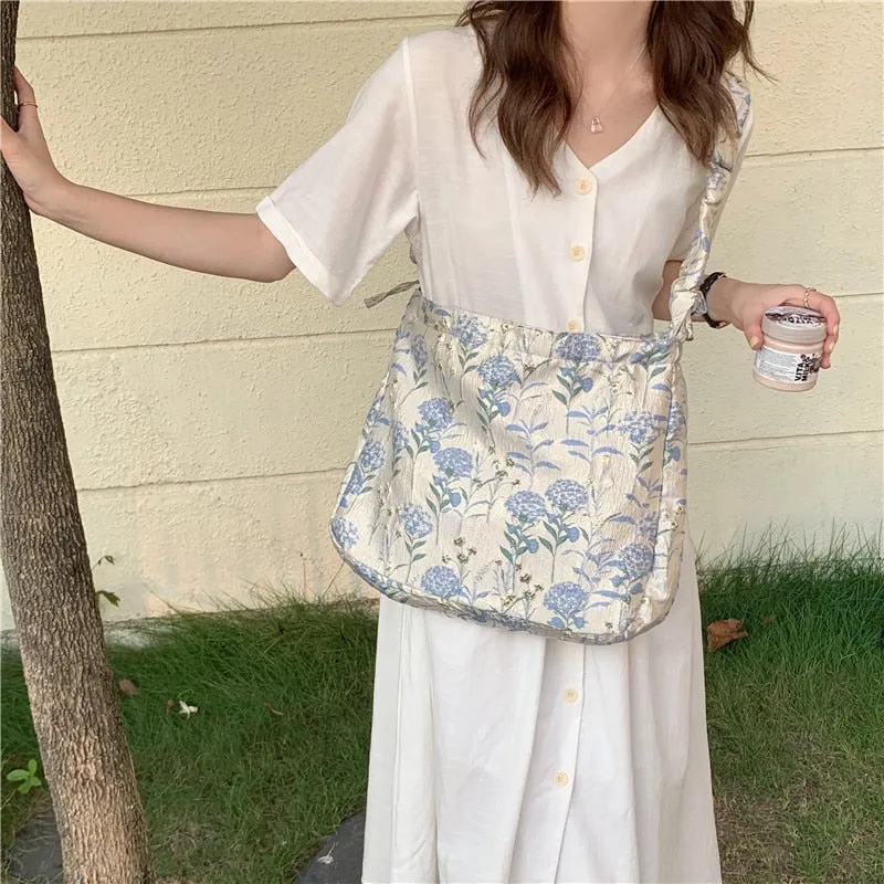 Realaiot Women's Bag Cheap Casual Large Capacity Shoulder Bags Shopper Canvas Fashion Harajuku Zipper Flower Print Ulzzang Handbags