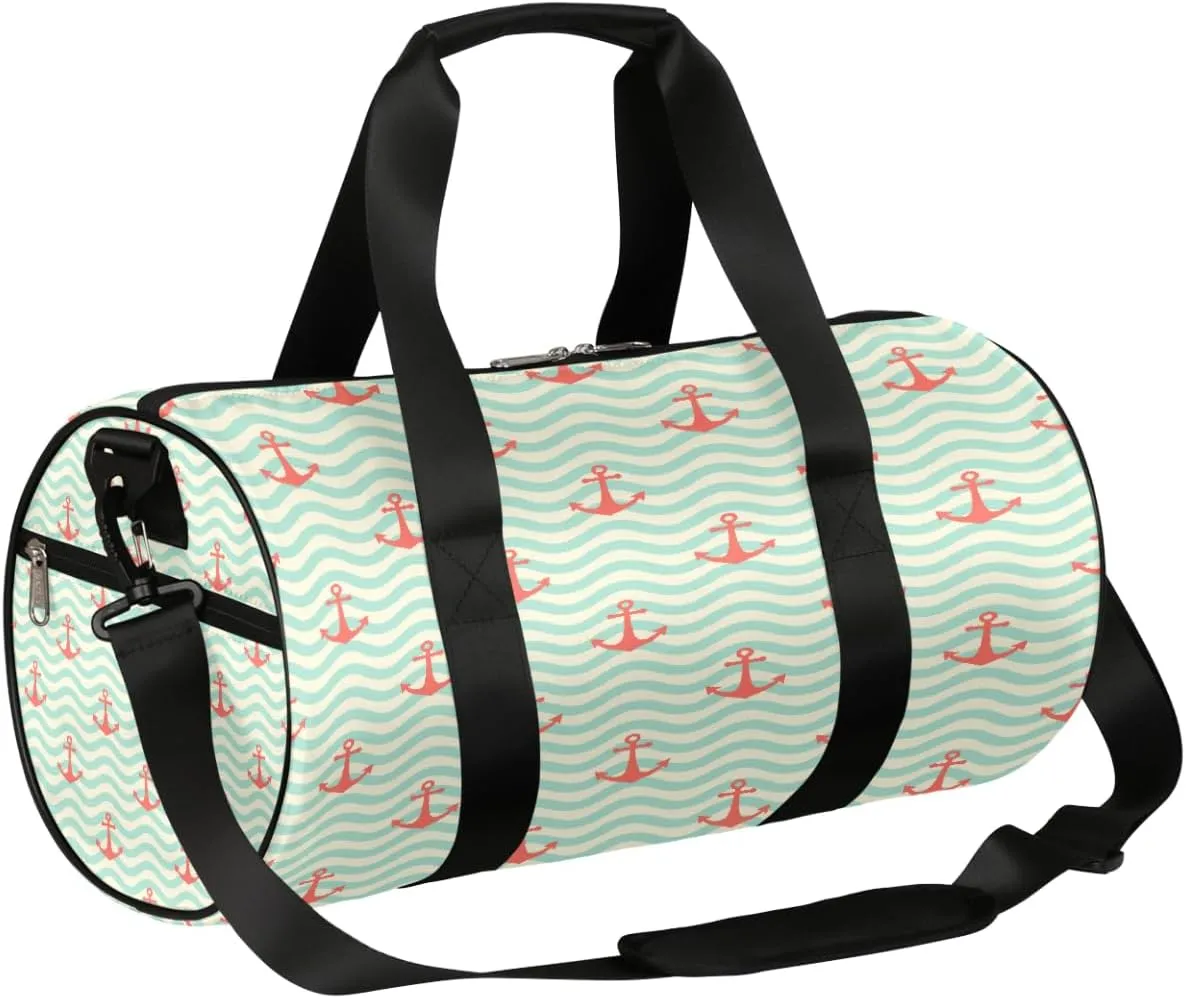 Red Anchors Strip Sports Gym Bag Duffel Bags Workout Lightweight Shoulder Weekender Bag Travel Duffel Bag for Men Women(Strip)