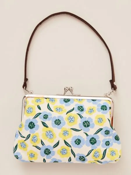 Retro Flower GAMAGUCHI Clasp Hand Bag