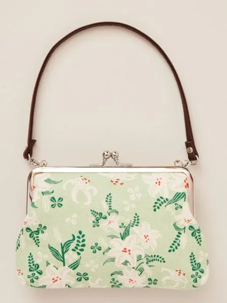 Retro Flower GAMAGUCHI Clasp Hand Bag