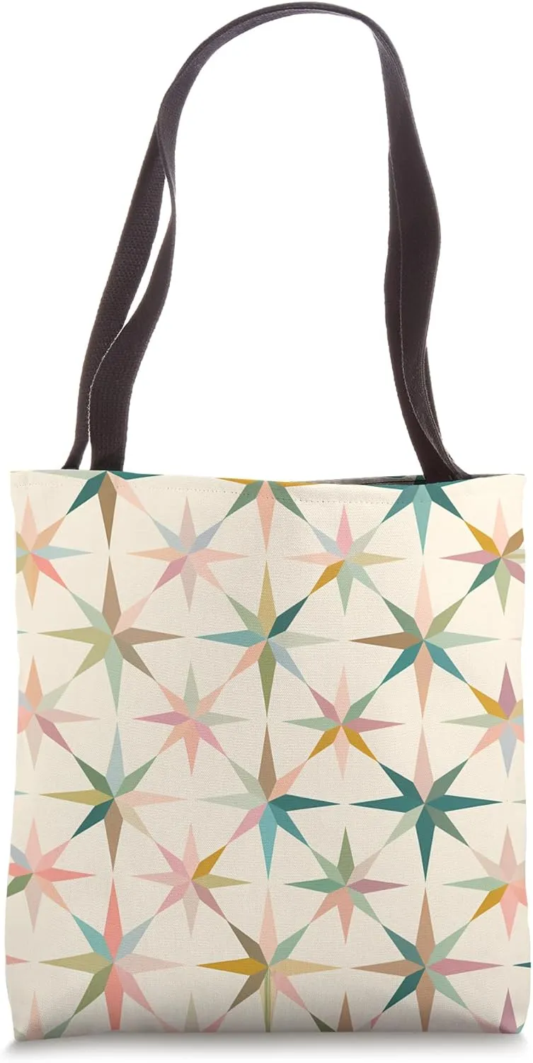 Retro-Inspired Pastel Stars Pattern Tote Bag