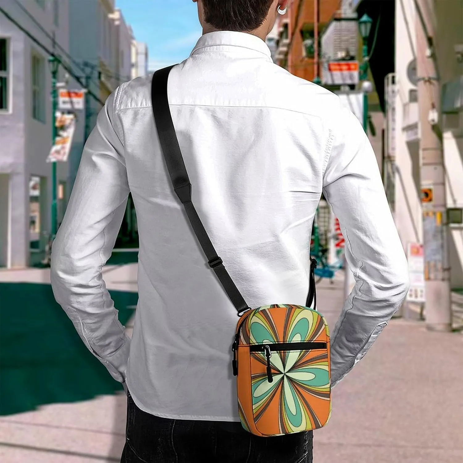 Retro Spring Hippie Flower Power Light Crossbody Bag Small Shoulder Bag Waterproof, Lightweight And Convenient