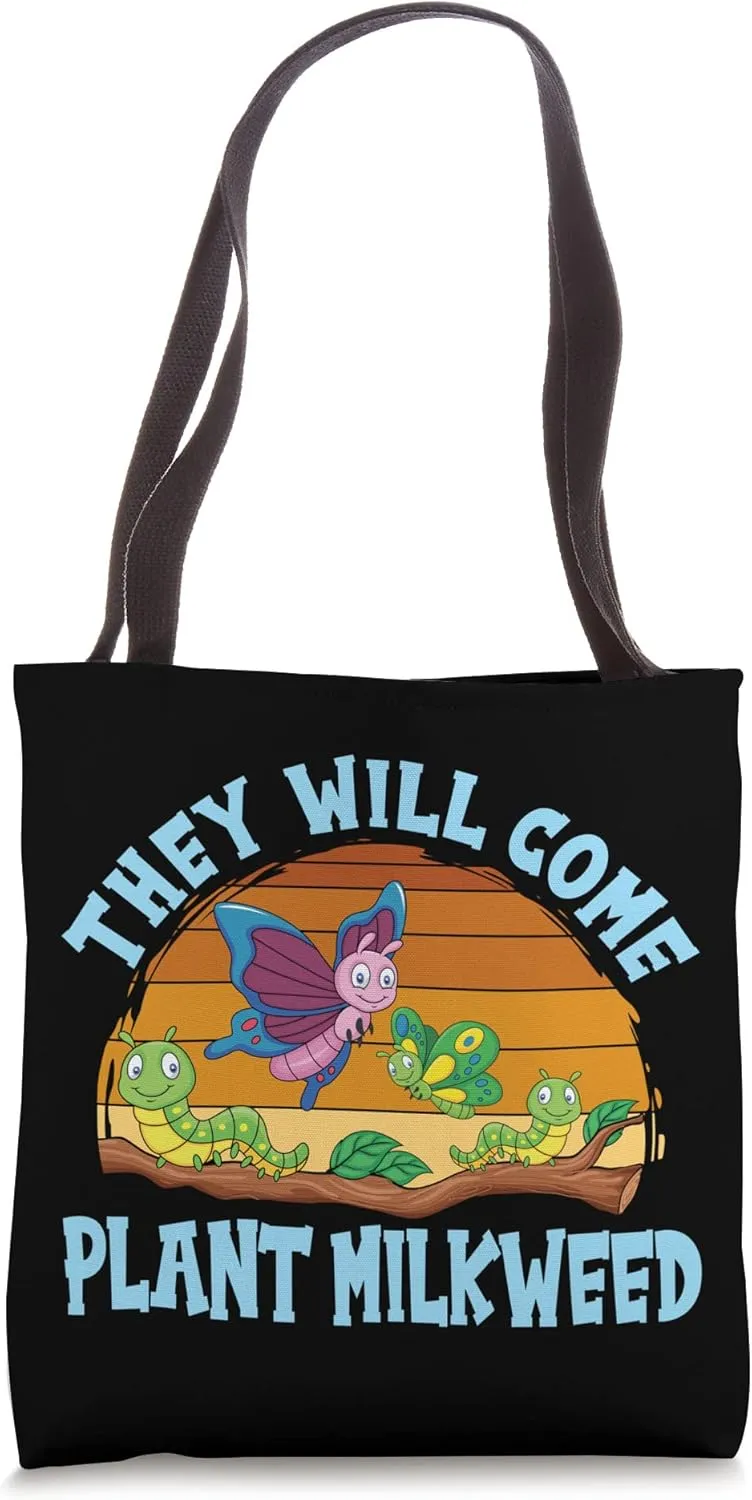 Retro They Will Come Plant Milkweed, Monarch Butterfly Tote Bag