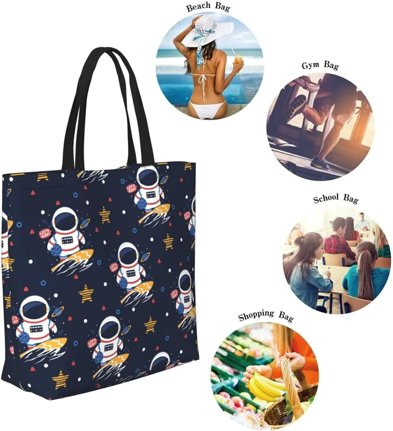 Reusable Grocery bags Big Capacity Shopping Bag Canvas Shoulder Tote Handbag for Women Girls