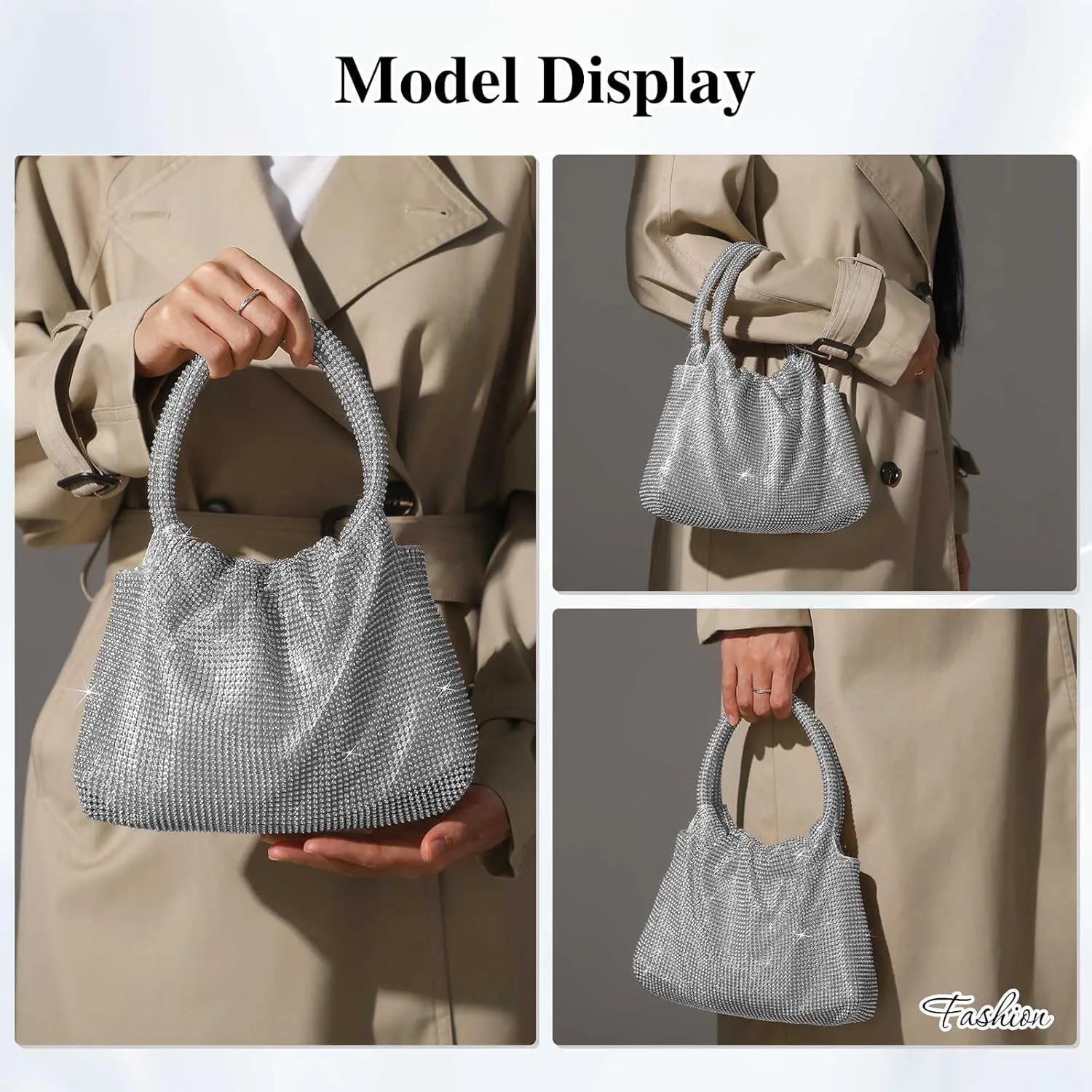 Rhinestone Clutch Purse for Women Top Handle Sparkly Diamond Evening Bag Glitter Mini Handbag for Evening Party