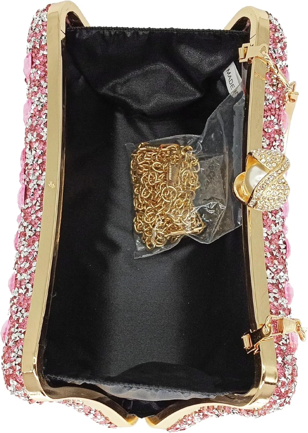 Rhinestone Clutch Purses for Women Evening Wedding Formal - Round Pearl Clasp Handbag - Crystal Diamond Bag