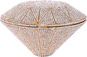 Rhinestone Evening Bag 3D Diamond Shape Crystal Clutch Purse for Wedding Formal Party