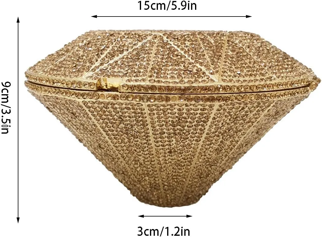 Rhinestone Evening Bag 3D Diamond Shape Crystal Clutch Purse for Wedding Formal Party