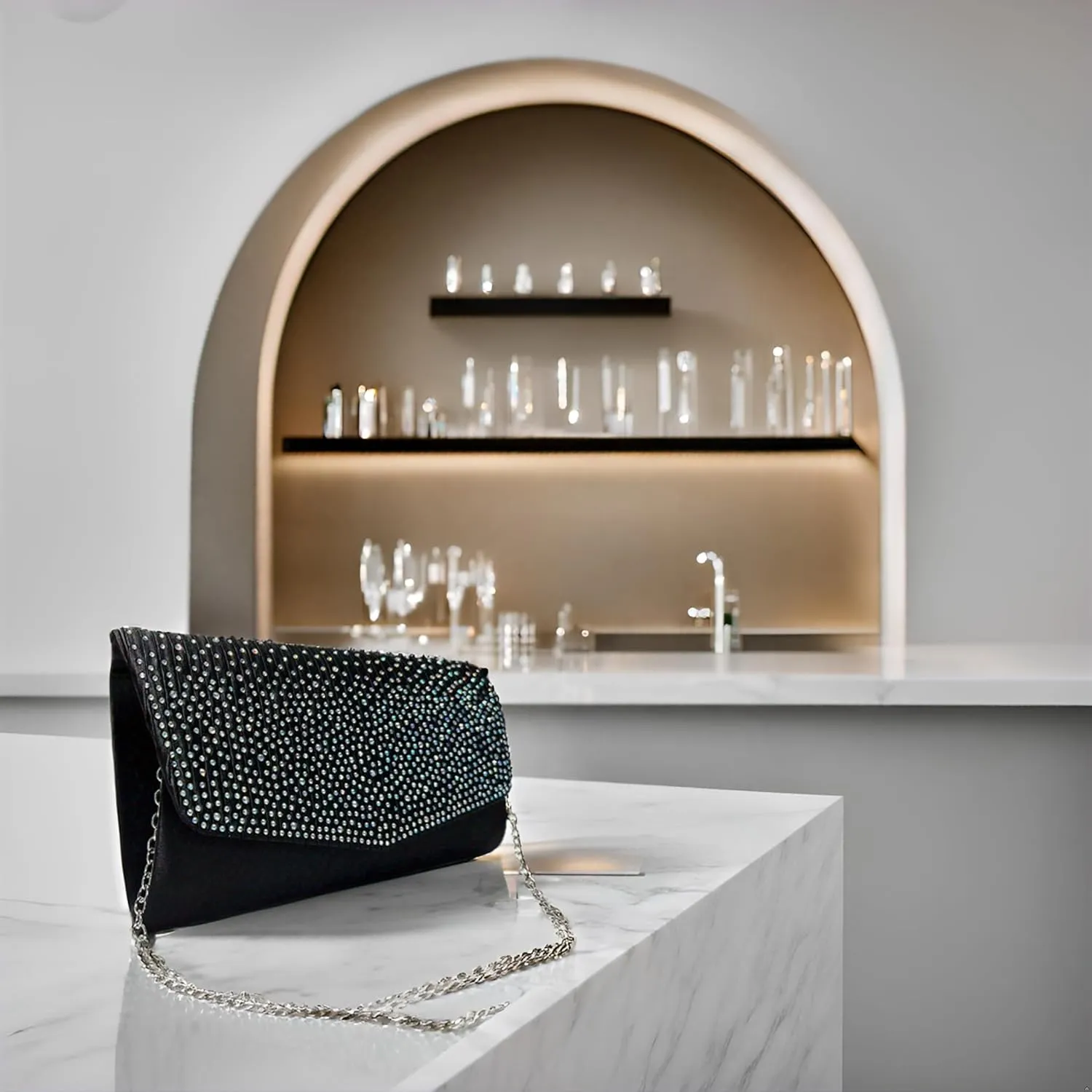 Rhinestone Evening Bag Crystal Bling Purse Sparkly Diamond Clutch Handbag Crossbody Bag for Women Party Club Wedding Prom