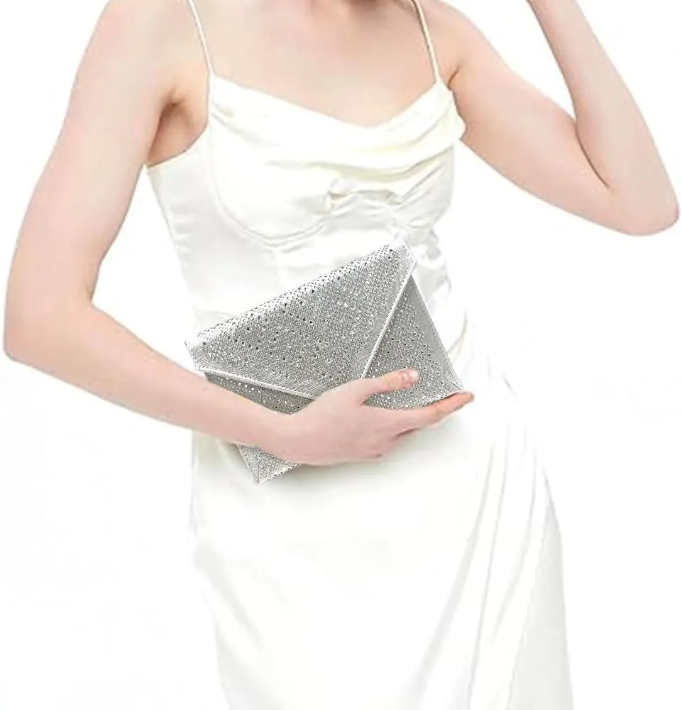 Rhinestone Evening Bag Crystal Bling Purse Sparkly Diamond Clutch Handbag Crossbody Bag for Women Party Club Wedding Prom