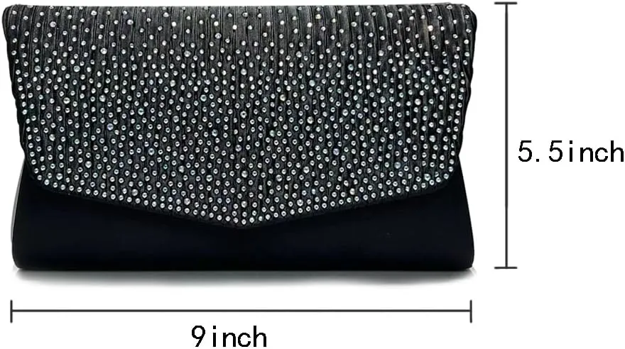 Rhinestone Evening Bag Crystal Bling Purse Sparkly Diamond Clutch Handbag Crossbody Bag for Women Party Club Wedding Prom