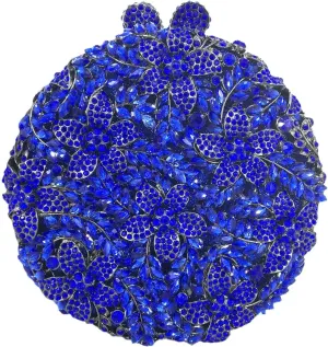 Rhinestone Evening Clutch for Women Flower Full Diamond Round Handbag Gorgeous Shining Shoulder Ball Banquet Bag