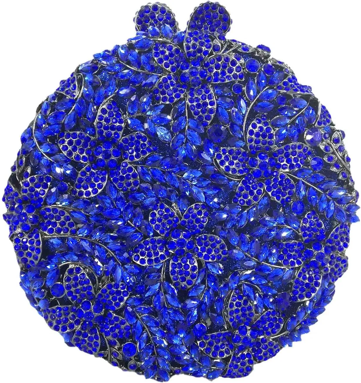 Rhinestone Evening Clutch for Women Flower Full Diamond Round Handbag Gorgeous Shining Shoulder Ball Banquet Bag