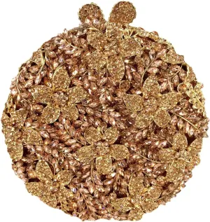 Rhinestone Evening Clutch for Women Flower Full Diamond Round Handbag Gorgeous Shining Shoulder Ball Banquet Bag