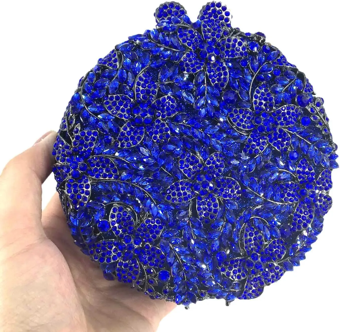 Rhinestone Evening Clutch for Women Flower Full Diamond Round Handbag Gorgeous Shining Shoulder Ball Banquet Bag