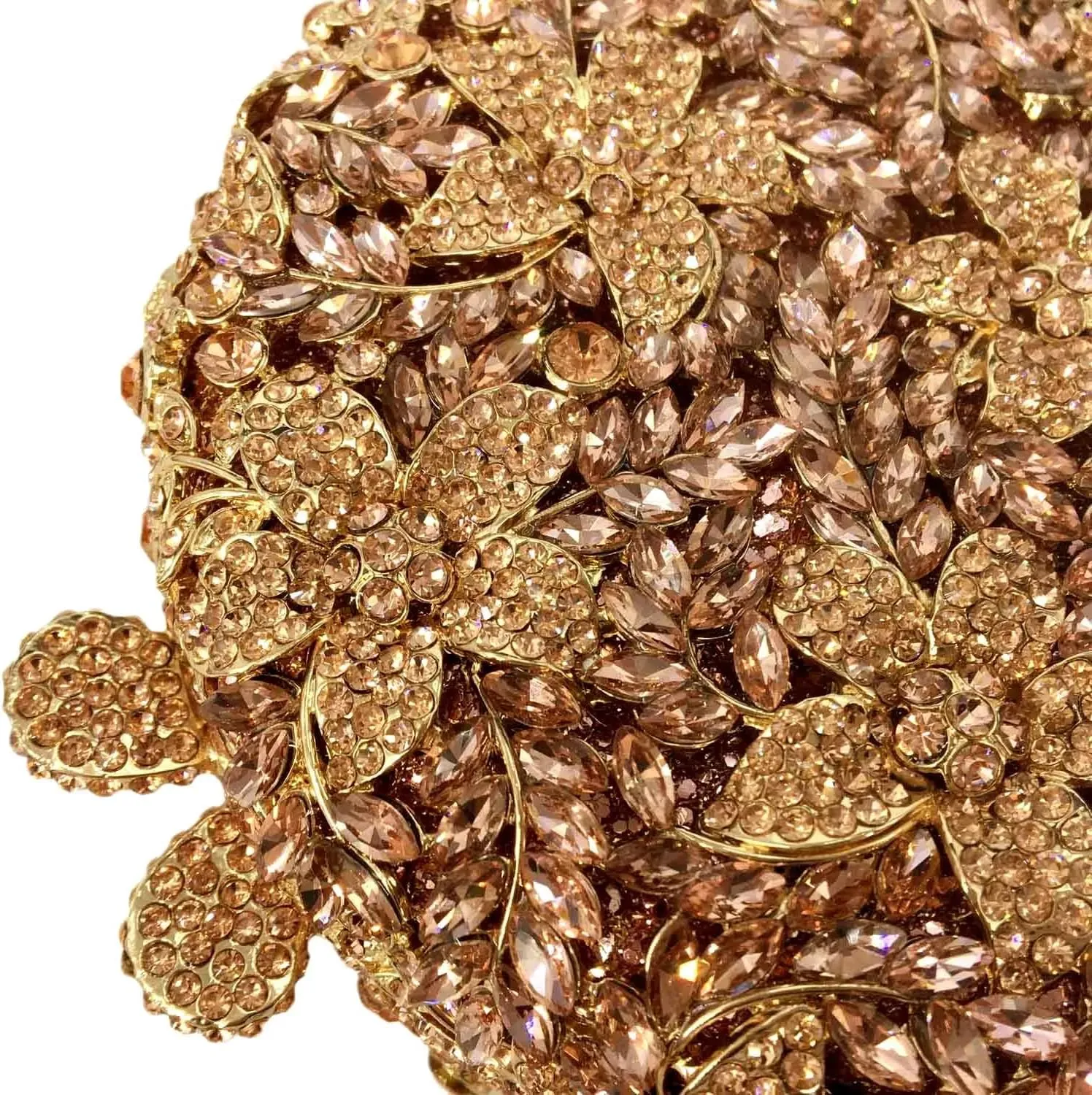 Rhinestone Evening Clutch for Women Flower Full Diamond Round Handbag Gorgeous Shining Shoulder Ball Banquet Bag