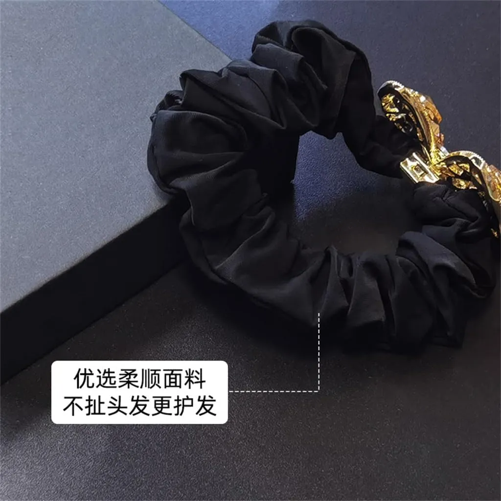 Rhinestone Hair Ornaments Tie Hair Rope Women's Hair Bun Flower Versatile Leather Case(E)