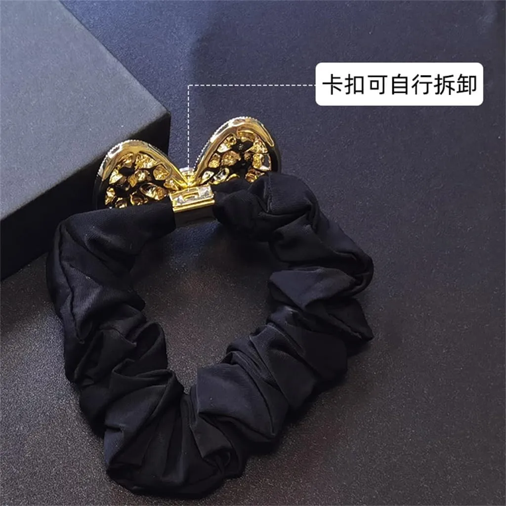 Rhinestone Hair Ornaments Tie Hair Rope Women's Hair Bun Flower Versatile Leather Case(E)