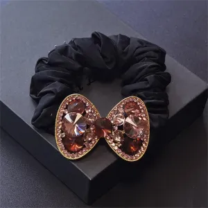 Rhinestone Hair Ornaments Tie Hair Rope Women's Hair Bun Flower Versatile Leather Case(E)