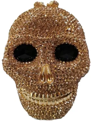 Rhinestone Purses for Women Skull Diamond Purse Crystal Shoulder Bag Evening Handbag with Chain for Party Wedding