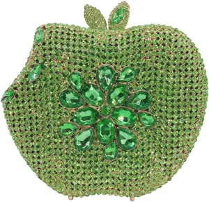 RomanticDesign Women Cute Apple Shape Evening Clutch Glitter Rhinestone Diamond Handbag Party Prom Banquet Purse