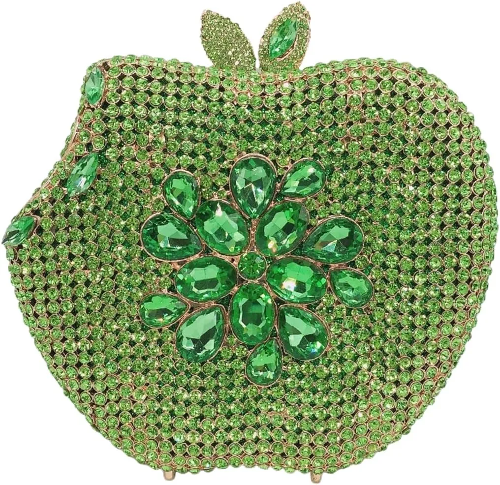 RomanticDesign Women Cute Apple Shape Evening Clutch Glitter Rhinestone Diamond Handbag Party Prom Banquet Purse
