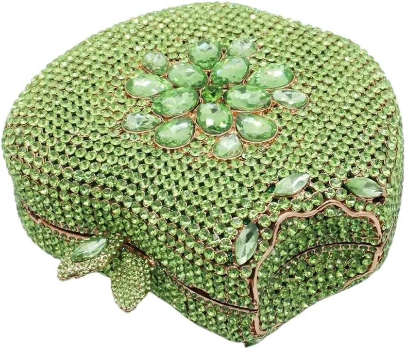 RomanticDesign Women Cute Apple Shape Evening Clutch Glitter Rhinestone Diamond Handbag Party Prom Banquet Purse