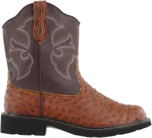 ROPER Womens Chunk Rider Embroidery Round Toe Casual Boots Ankle Low Heel 1-2" - Brown