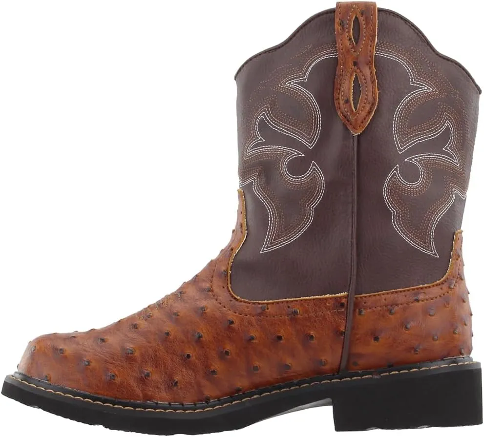 ROPER Womens Chunk Rider Embroidery Round Toe Casual Boots Ankle Low Heel 1-2" - Brown