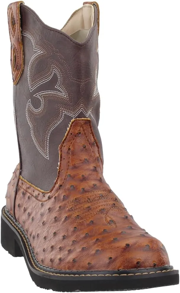 ROPER Womens Chunk Rider Embroidery Round Toe Casual Boots Ankle Low Heel 1-2" - Brown
