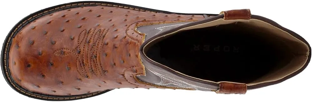 ROPER Womens Chunk Rider Embroidery Round Toe Casual Boots Ankle Low Heel 1-2" - Brown