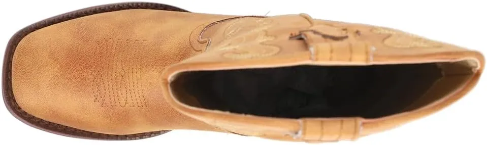 ROPER Womens Classic Embroidery Square Toe Casual Boots Mid Calf Low Heel 1-2" - Brown