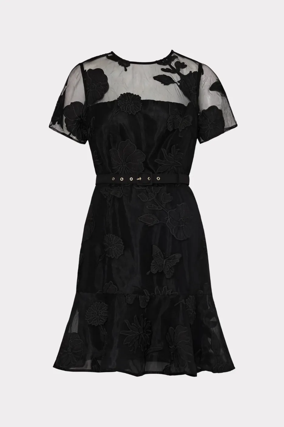 Rosie Butterfly Embroidery Dress - Black