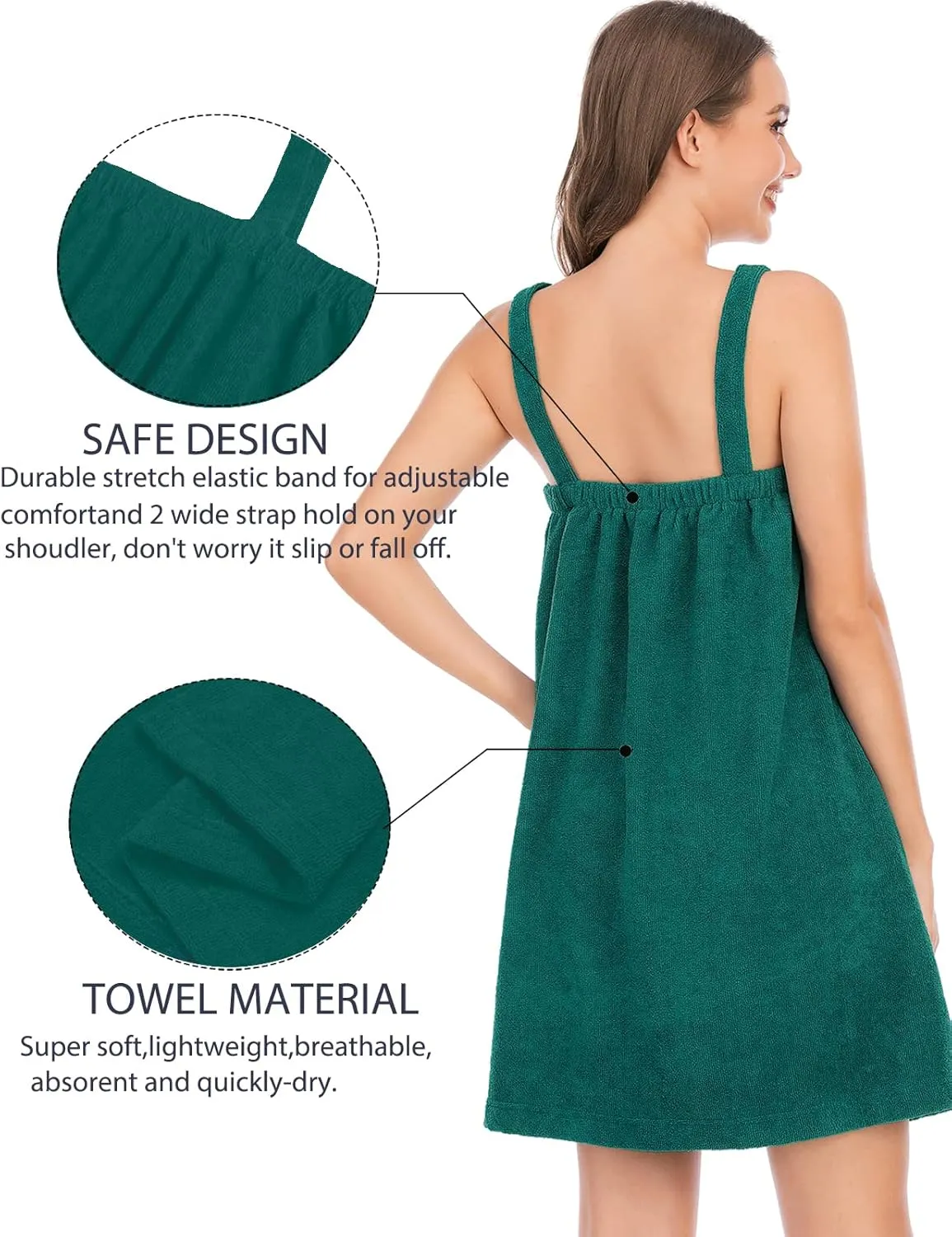 Rubehoow Robe Women's Towel Wrap Bathrobe with Adjustable Velcro Closure with Pockets & Facial Hairband