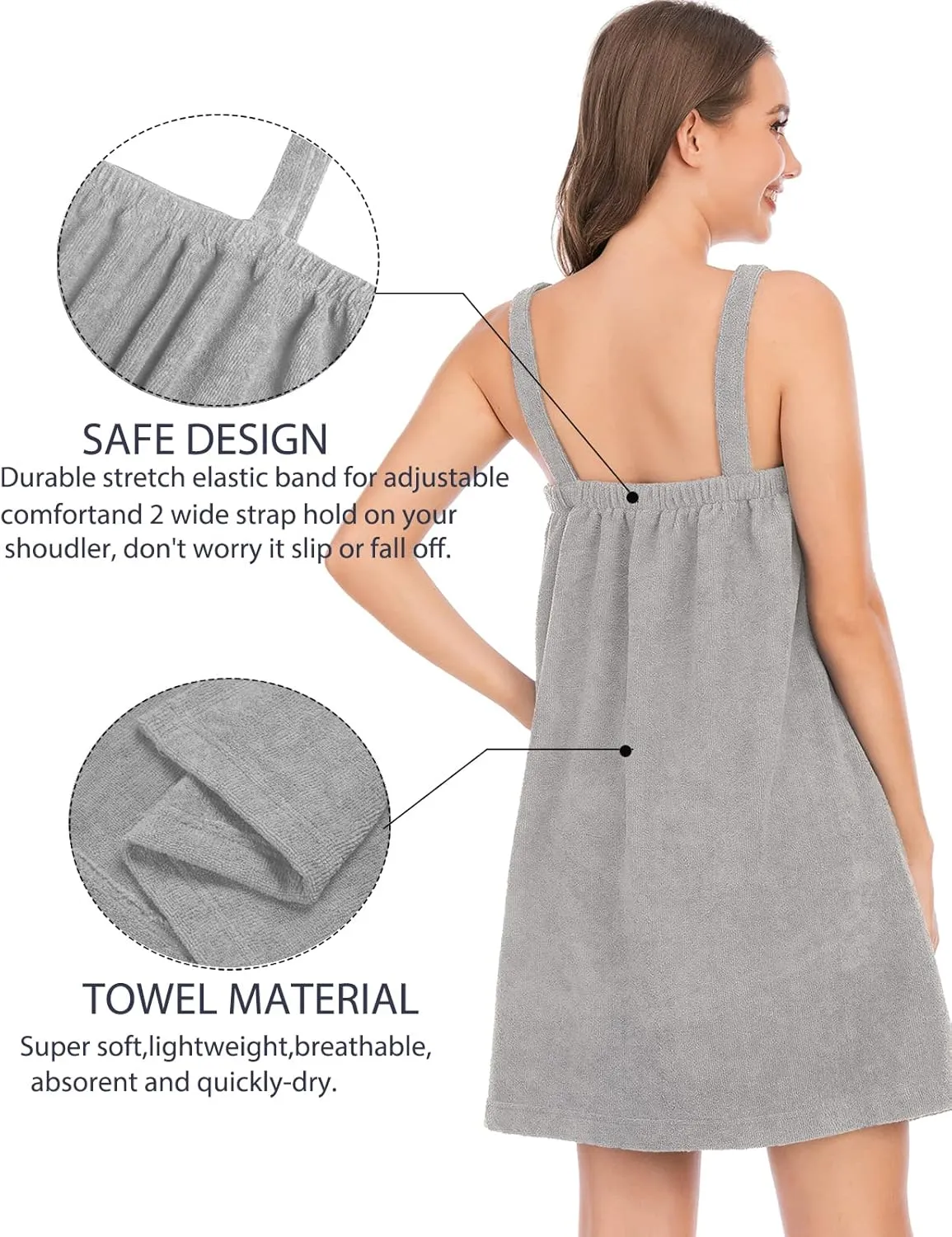 Rubehoow Robe Women's Towel Wrap Bathrobe with Adjustable Velcro Closure with Pockets & Facial Hairband