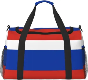 Russian flag print Large Canvas Travel Duffel Bag Weekender Bags for Women Overnight Bag Carry On Tote Bag